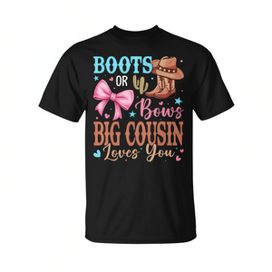 เสื้อยืดพิมพ์ลาย "ลุงหลานคนโตรักคุณ" พร้อมรองเท้าบูทหรือโบว์ ของตกแต่งงานเฉลยเพศ ของที่ระลึกส่งเสริมการขาย - Product Image 2