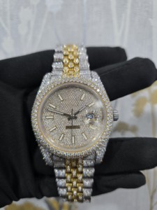 Montre Homme Luxe Analogique en Acier Inoxydable Entièrement Sertie de Diamants Moissanite Mouvement Automatique Japonais Cadeau d'Anniversaire Parfait pour Lui - Product Image 5