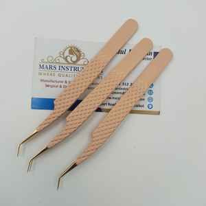 Pince à épiler de haute qualité à 45 degrés en acier inoxydable de couleur nue pour extensions de cils - Product Image 1