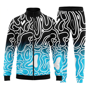 Survêtement unisexe à motif abstrait dégradé, manches longues, fermeture éclair, respirant, streetwear adulte, printemps, 100% polyester, doux - Product Image 1