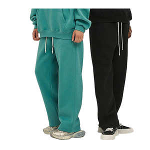 Pantalones de chándal de algodón 100% verde menta para hombres y mujeres, pantalones de chándal de lana suave con cordón, pantalones de salón informales de ajuste relajado para gimnasio y Yoga - Product Image 4