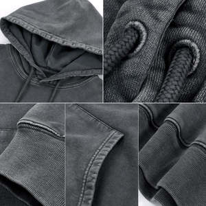 เสื้อมีฮู้ดฟอกสีวินเทจของผู้ชายเสื้อสวมหัวโอเวอร์ไซส์แนวสตรีทแวร์ผ้าฝ้ายนุ่มสบาย - Product Image 4