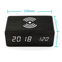 Réveil numérique LED SHI10 avec charge sans fil Qi 10W et affichage de la température pour la décoration de chevet des enfants