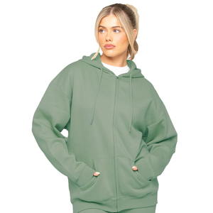 Chic Oversized Women Classic Comfy Zip-Up Hoodie Estilo sin esfuerzo Your Go To for Comfort Perfecto para capas - Product Image 1