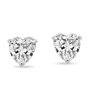 NOVAMART Fine Zarkan Angel Heart Religious Trendy <b>Stud</b> Earrings Rhodium-Plated <b>Silver</b> with Princess Cut Diamond Pearl for Weddin - Product Image 1