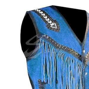 Buena calidad 100% cuero hecho moda chaleco precio razonable transpirable hombres ropa vaquero cuero chaleco para venta en línea - Product Image 5