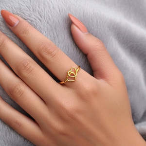 Hallmark 14K Gold Plated Statement <b>Ring</b> <b>Dainty</b> Romantic Silver Love Bond <b>Ring</b> with Natural Stone Oval Cut Pear Cut Diamonds - Product Image 2