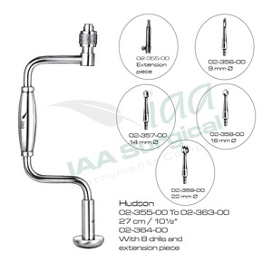 Iaa Hoge Kwaliteit Hudson Craniale Boorset Neurochirurgische Instrumenten Handmatige Botboor Met 8 Bits En Verlengstuk 27cm - Product Image 4