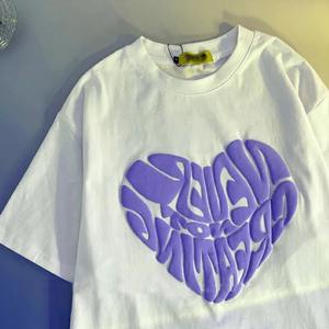 Hip Hop Puff impresión de alta calidad en blanco pesado algodón camisetas logotipo personalizado peso pesado gota hombro camiseta de gran tamaño - Product Image 4