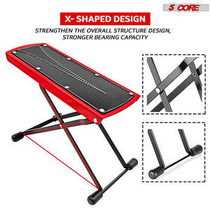 5Core Guitar Foot <b>Stool</b> Height Adjustable <b>Folding</b> Leg Rest Classical Footrest - Product Image 2