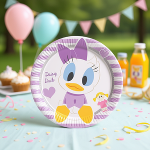 Assiettes en papier Daisy Duck 19,5 cm, 8 pièces, assiettes jetables pour fête d'anniversaire d'enfants - Product Image 3