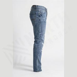 Jeans en denim lavé respirant de qualité supérieure pour l'hiver, coupe droite mi-taille pour homme, tissu extensible confortable, personnalisable - Product Image 3