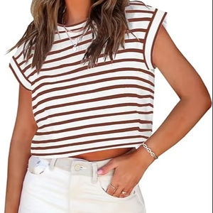 T-shirts courts basiques de qualité supérieure pour femmes, manches courtes, manches dolman, col rond, uni, décontracté - Product Image 2