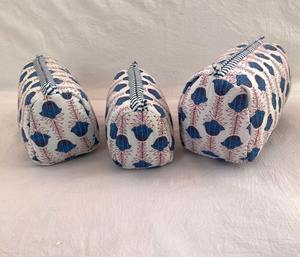 Bloc imprimé matelassé écologique Style vintage grande capacité fermeture à glissière coton pour sac et pochette de maquillage - Product Image 4