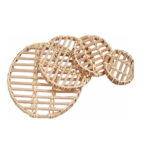 New Style <b>Round</b> Rattan Tea Cup Coaster Premium Quality Rattan Household <b>Mats</b> & Pad Table Decoration Wedding Rattan Coasters Pads - Product Image 3
