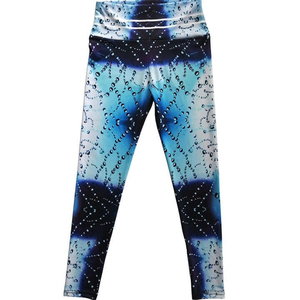 Legging de cintura alta para mujer, mallas estampadas a rayas, mallas de poliéster para entrenamiento, pantalones ajustados elásticos de realce, 100% - Product Image 4