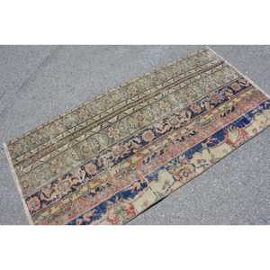 Alfombra Turca de 2.9x5.8 pies, Alfombra Azul Sólida Vintage - Product Image 4