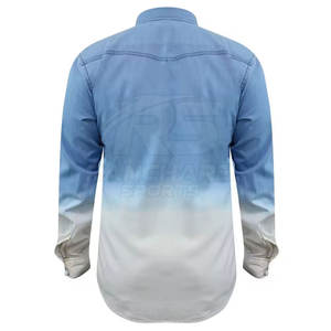 Chemise en jean bleu décontractée pour homme, coupe slim classique, chemise en jean tendance pour homme, style rétro, manches longues - Product Image 2