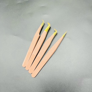 แหนบต่อขนตาปลายแหลมทองไฟเบอร์สแตนเลสด้ามจับเพชรเคลือบสีนู้ดรับการ OEM - Product Image 4