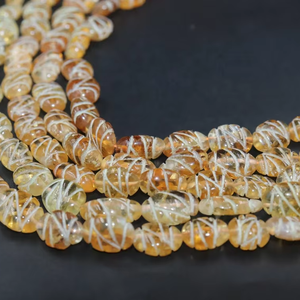 ลูกปัดซิทรินรูปไข่แกะสลักแบบเรียบ4x8-5x9mm ลูกปัดสีเหลืองมะนาวแกะสลักรูปไข่ที่สวยงาม - Product Image 1