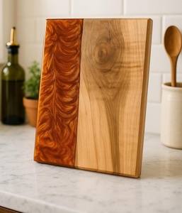 Bandeja de servir cuadrada de madera con asas para cocina, mesa de comedor, decoración para servir desayuno - Product Image 1