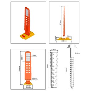 Bouton de séparation de voies 60x26x16 cm avec signalisation d'avertissement routier - Product Image 6