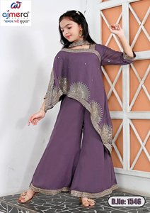 Conjunto de Salwar de Satén para Niñas Ajmera Fashion, Traje Elegante de Manga Larga con Pantalones Suaves, Vestido Étnico Estilizado para Fiestas, Disponible en Stock - Product Image 3