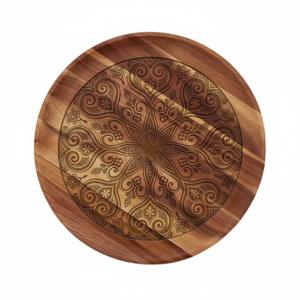 Ensemble de 4 assiettes rondes en bois de manguier foncé, design actuel, brun naturel, service de table bio pour la maison et la décoration d'événements - Product Image 3