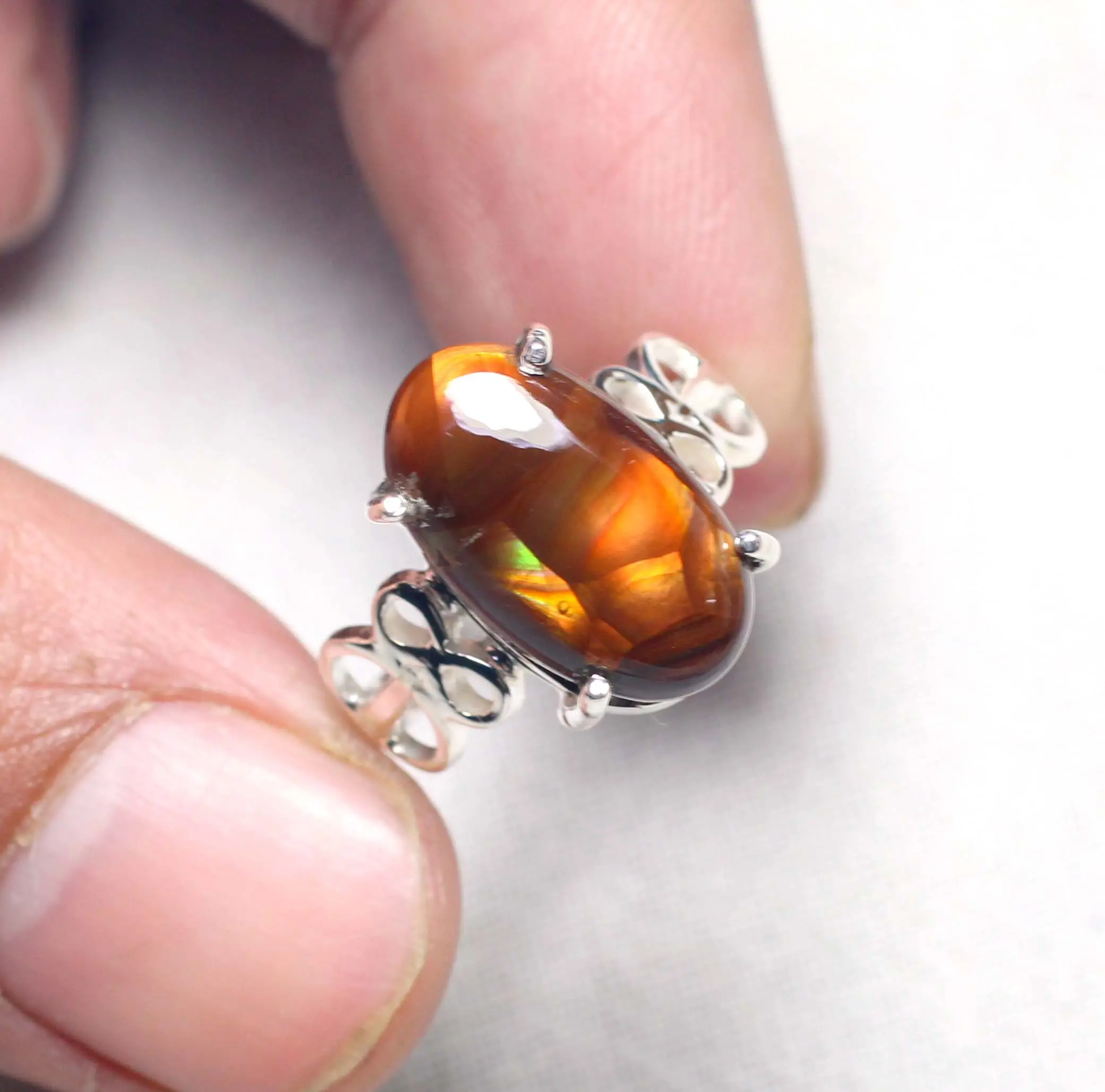 Tự Nhiên Mexico Lửa Agate Cabochon Đá Quý Bạc Phụ Nữ Nhẫn Handmade Thiết Kế 925 Sterling Silver Nhẫn