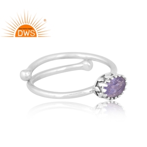 Best Selling Fine Sterling Silver Natural Tanzanite Gemstone <b>Adjustable</b> <b>Ring</b> Jewelry For Women Gift For Her - Product Image 3