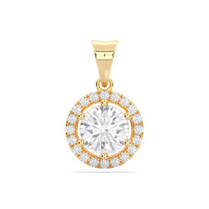 Pendentif en diamant rond Moissanite E-F/VVS-VS de 4.80 carats avec collier artisanal Halo en platine 950 - Product Image 4