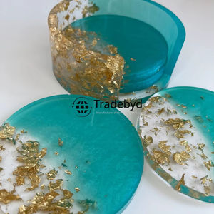 Posavasos de Resina Artesanales de Primera Calidad, 4x4 Pulgadas, Cuadrados, Estilo Lujoso para Uso en el Hogar y la Oficina, Tradebyd - Product Image 1