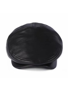 Bérets femmes doux en peau de mouton en cuir véritable chapeau à visière nouveau Designer dames large décontracté printemps coupe-vent casquette en cuir naturel - Product Image 2