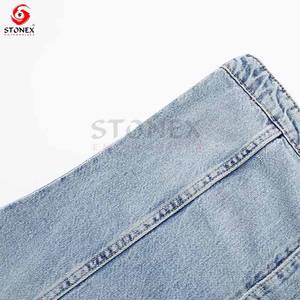 Haute Qualité Denim Bouton Up Combinaison Vintage Bleu Jean Large Jambe Cloche Bas Femmes Barboteuses - Product Image 3