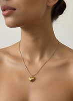 Collar con Colgante de Corazón 3D en Plata de Ley 925, Chapado en Oro de 14K y Rodio, Estilo Minimalista y Moderno, Regalo de Boda