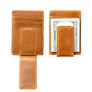 Sac à main mince vintage personnalisé pour hommes avec portefeuille ouvert portable RFID en or massif Portefeuille à pince à billets personnalisé vintage en gros - Product Image 5