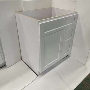 ตู้ห้องน้ำ RTA ไม้เนื้อแข็งโต๊ะเครื่องแป้งสีขาวมาตรฐานอเมริกันดีไซน์ทันสมัยพร้อมลิ้นชัก2อัน - Product Image 1