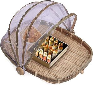 Factory Price Luxury Design Bamboo Serving <b>Tray</b> Handwoven Bamboo Basket Food Dustproof <b>Kitchen</b> <b>Tray</b> Decorative Pattern Vietnam - Product Image 6