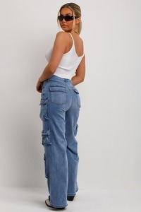 Customized Women's Summer Breathable Eco-Friendly 100% Cotton <b>Elastic</b> <b>Waist</b> Loose Straight Wide Leg Vintage Light Wash Quick Dry - Product Image 6