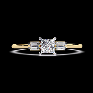 แหวนหมั้นเพชรแท้ทรงเจ้าหญิง ดีไซน์หรูหรา ทอง 10K 14K 18K ประดับเพชรสามเม็ด จากผู้ผลิตในอินเดีย - Product Image 6