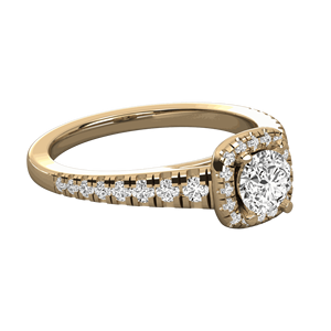 Anillo de Compromiso con Halo Cuadrado y Diamante Redondo - Product Image 6