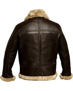 Chaqueta de Cuero B3 Bomber con Forro de Borrego, Chaqueta de Moda Masculina para Motocicleta, Impermeable, Reversible y Ecológica para Invierno - Product Image 2