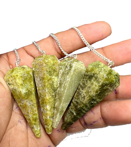 Cono de alta calidad, Péndulo de vesuvianita, piedra preciosa de cristal Natural, cono facetado, Péndulo de radiestesia para péndulos curativos de Reiki - Product Image 4