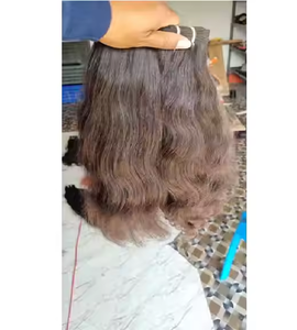 Premium Quality Machine Wefted Virgin Indian Remy <b>Hair</b> Unprocessed Natural Black Wavy Style Made in India - Product Image 1