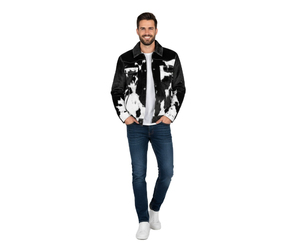 Chaqueta de Cuero con Pelo de Vaca Auténtico, Hecha a Mano, con Logotipo Personalizado, Abrigo de Cuero con Pelo de Vaca para Hombre, Chaqueta de Piel de Vaca Genuina para Hombre - Product Image 1