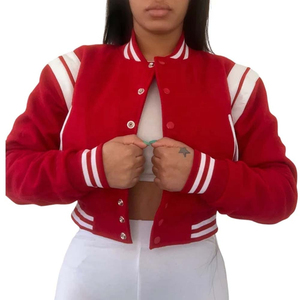 OEM Custom Crop Top Baseball <b>Bomber</b> Lettermen Varsity <b>Jackets</b> for Women's Customized Varsity Crop <b>Jacket's</b> for Your Brand - Product Image 1