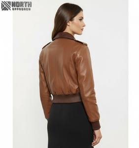 เสื้อแจ็กเก็ตแฟชั่นหนังแกะแท้สำหรับผู้หญิงเสื้อแจ็กเก็ตสไตล์ใหม่ระบายอากาศได้ดีดีไซน์ตามสั่ง100% - Product Image 2