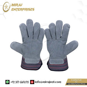ถุงมือทำงานเชื่อมหนังวัวสำหรับผู้ชายถุงมือหนังป้องกันเพื่อความปลอดภัยถุงมือหนังสำหรับเล่นกีฬาถุงมือทำงานจากปากีสถาน - Product Image 4