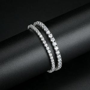 Pulsera de tenis de moissanita, collar de tenis, pulsera de boda para novias, pulsera delicada apilable, joyería facetada, boda para ella - Product Image 6