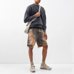 Pantalones cortos deportivos para hombre de alta calidad personalizados, color sólido, Denim desgastado, ropa de calle de talla grande con logotipo personalizado, servicio OEM - Product Image 2